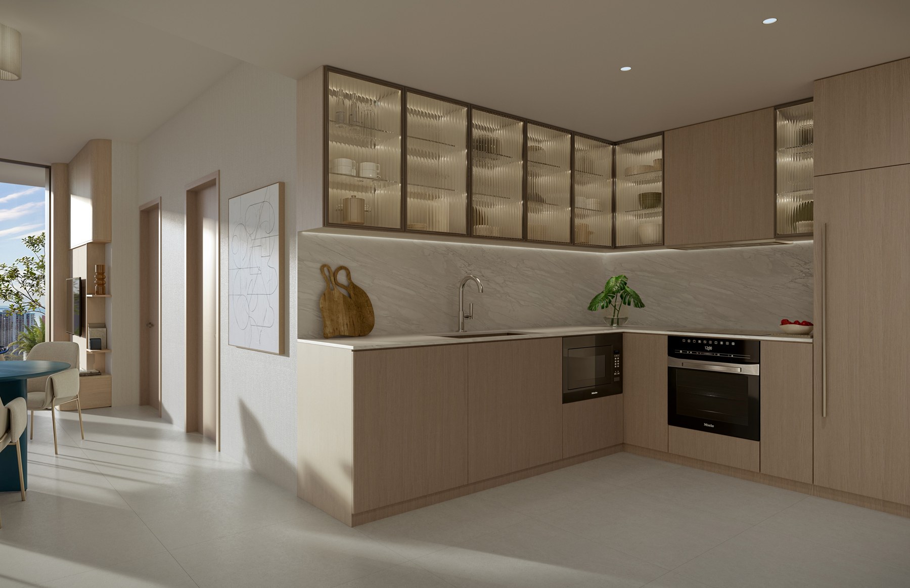 Cocina de One Twenty Brickell — render conceptual oficial