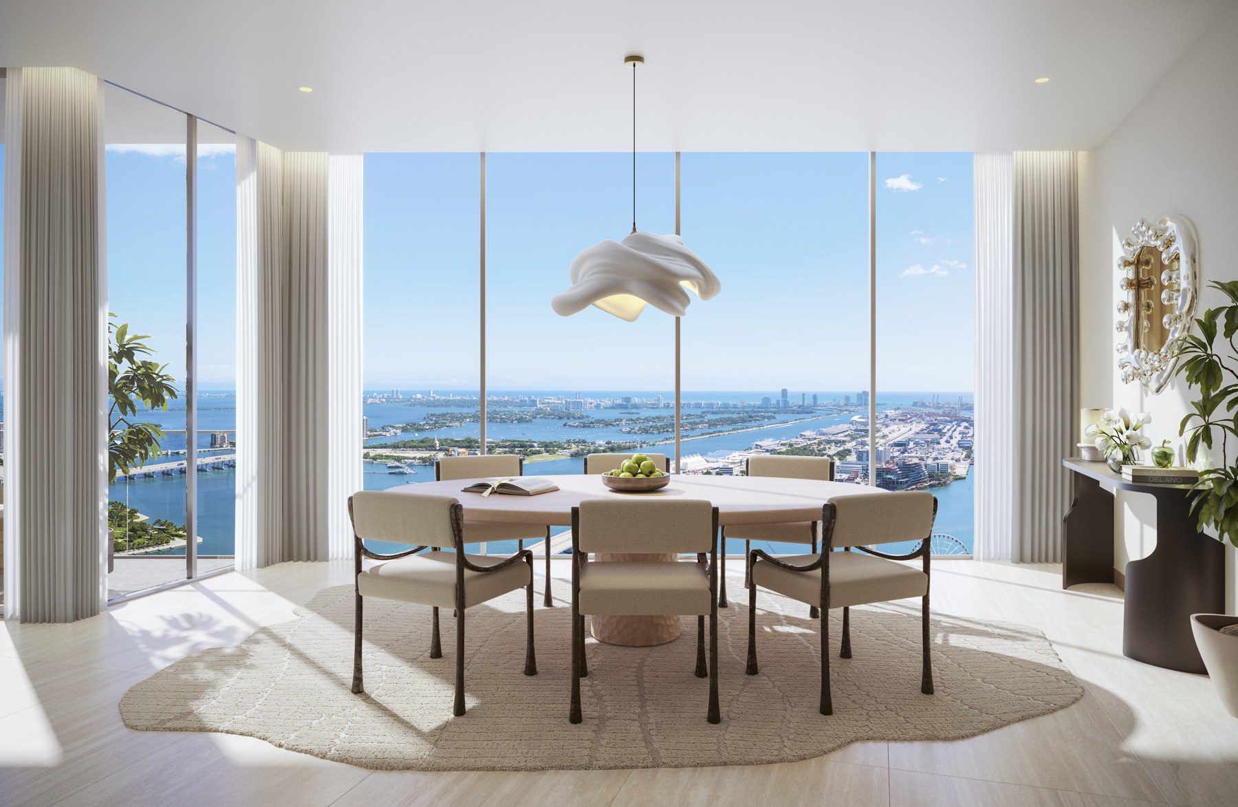 Comedor de residencia de Delano Miami — render conceptual oficial