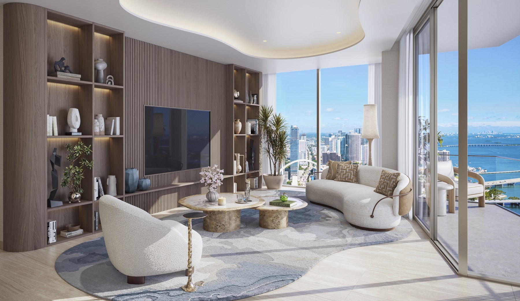Sala de residencia de Delano Miami — render conceptual oficial