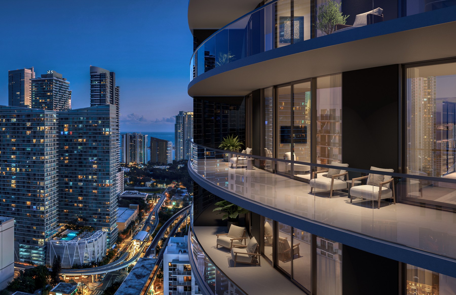 Balcón de One Twenty Brickell — render conceptual oficial
