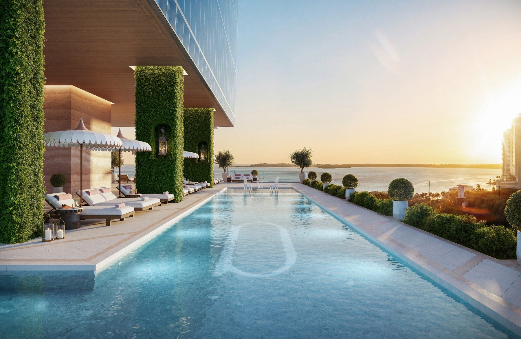 Piscina estilo resort de Delano Miami — render conceptual oficial