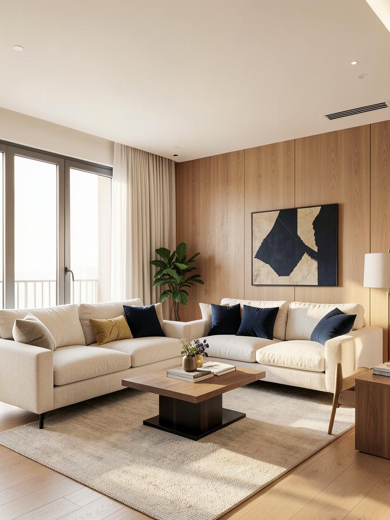 Sala luminosa de un hogar contemporáneo y acogedor
